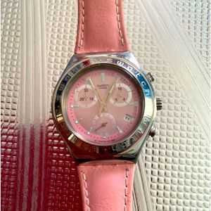 SWATCH Watch Irony model in pink leather strap